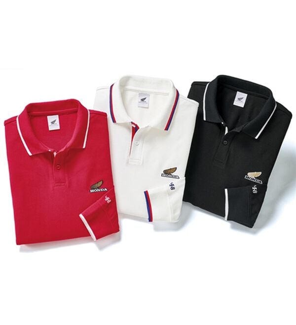 「＜ＨＯＮＤＡ＞ロゴ刺しゅう長袖鹿の子ポロシャツ（メンズポロシャツ）」｜詳細画像