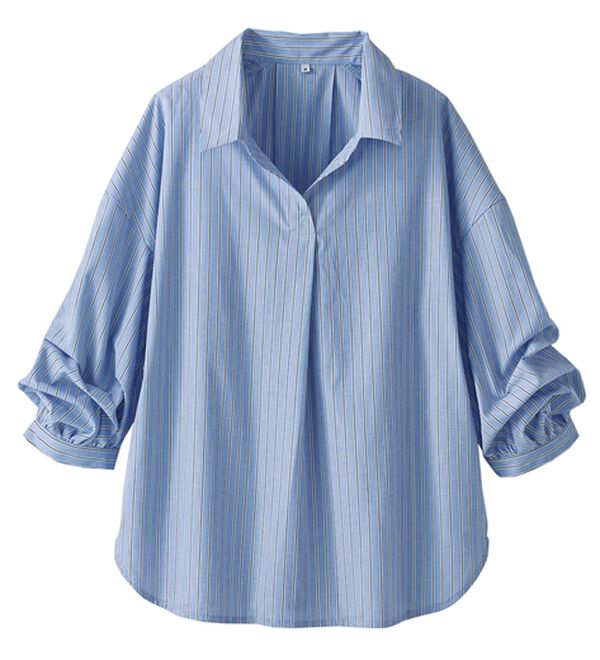 BELLUNA（ベルーナ）の「袖タックデザインスキッパーシャツ（シャツ）」｜詳細画像