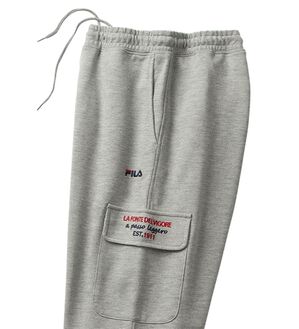 「＜フィラ＞サラッと快適！ゆったり７分袖ライトトレーナー・７分丈カーゴパンツ（メンズトレーナー）」｜杢グレー(パンツ)