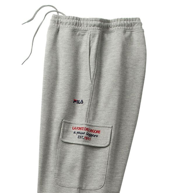 「＜フィラ＞サラッと快適！ゆったり７分袖ライトトレーナー・７分丈カーゴパンツ（メンズトレーナー）」｜杢グレー(パンツ)