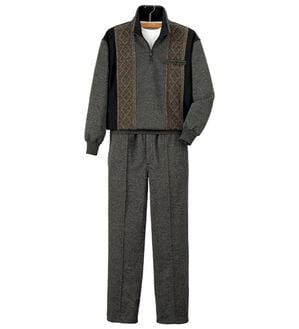 「上品さにこだわる紳士の杢調ホームスーツ（メンズルームウェア）」｜ブラウン