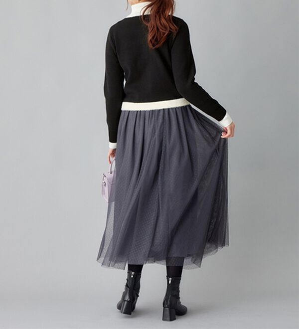 美人百花掲載】洗える！もっちりタッチフェザー配色ショート丈ニット