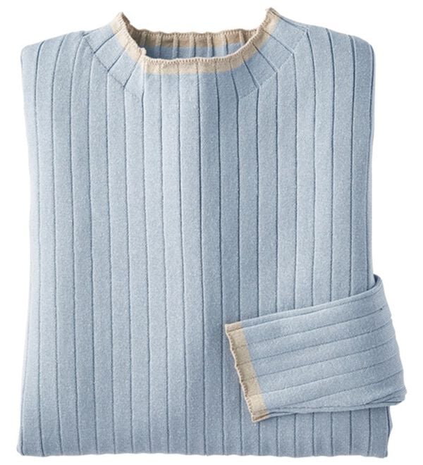 BELLUNA（ベルーナ）の「コットンミックスリブセーター（ニット・セーター）」｜ブルー