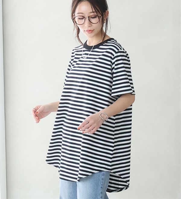 A HAPPY MARILYN（アハッピーマリリン）の「【Ｌ～９Ｌ】綿１００％！まるで魔法のお腹カバー裾フレアＴシャツ（Tシャツ）」｜詳細画像