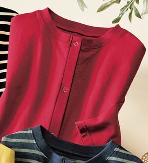 ルフラン（ルフラン）の「年中使える！前あき軽やかトレーナー（その他カーディガン）」｜レッド