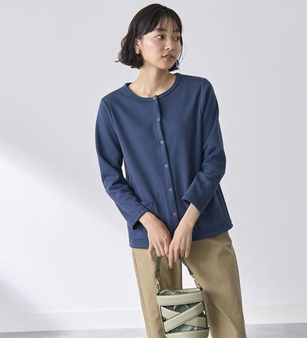 BELLUNA（ベルーナ）の「パチパチしにくい！静電気防止裏フリース配色カーディガン（その他カーディガン）」｜詳細画像