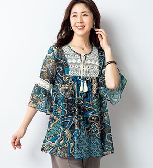 ルフラン（ルフラン）の「シフォンプリントチュニック＜ルーゼリア＞（チュニック）」｜詳細画像