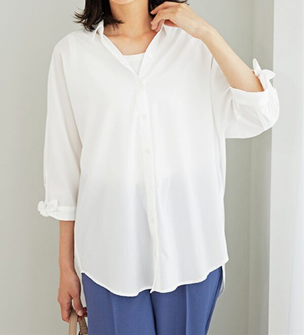 BELLUNA（ベルーナ）の「イージーケア！袖リボンシャツチュニック（チュニック）」｜詳細画像