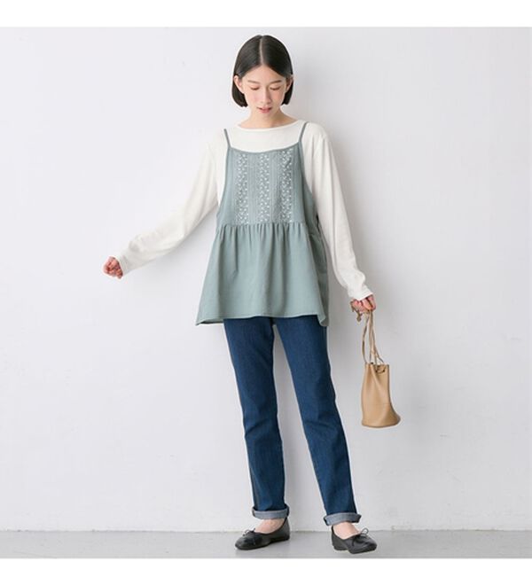 Viola e Viola（ヴィオラ エ ヴィオラ）の「Ｔシャツ付き刺しゅうキャミソールトップス（カットソー）」｜詳細画像
