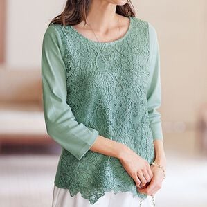 BELLUNA（ベルーナ）の「こっそり汗対策！抗菌消臭ケミカルレース使いプルオーバー（カットソー）」｜詳細画像