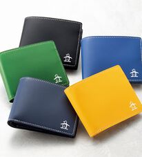 「＜マンシングウェア＞牛革ベラ付二つ折り財布（メンズ財布・パスケース）」