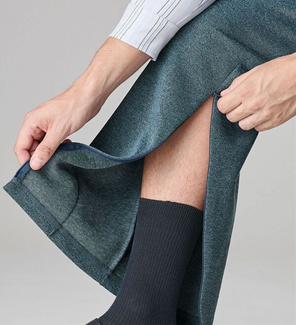 「【２本組】サイドファスナー付安心ホームパンツ（メンズフルレングスパンツ）」｜詳細画像