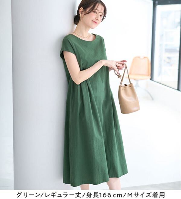 Viola e Viola（ヴィオラ エ ヴィオラ）の「【選べる２丈】綿１００％タック使いワンピース＜Ｓ～４Ｌ＞（チュニックワンピース）」｜詳細画像