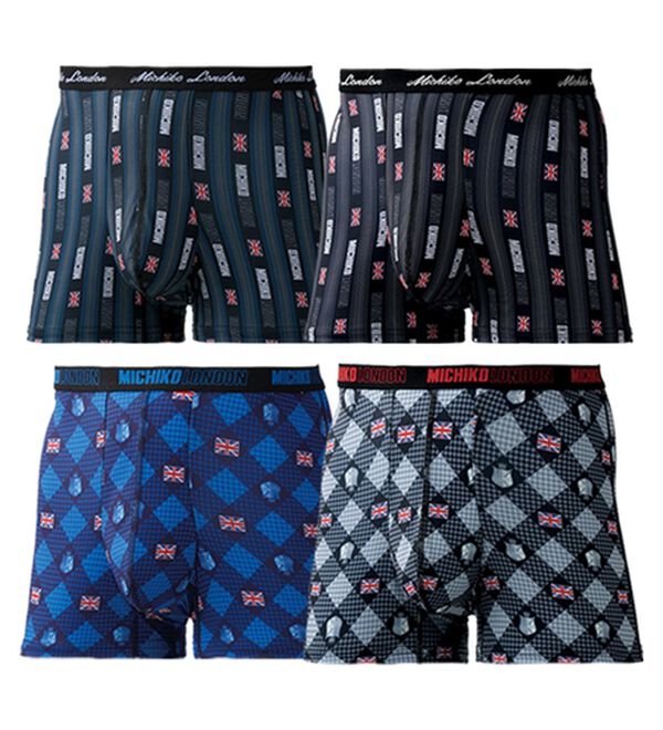 「【４枚組】＜ミチコロンドン＞快適ポケット設計染みないボクサー（メンズボクサーパンツ）」｜柄