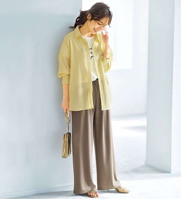 BELLUNA（ベルーナ）の「【接触冷感】透け感バックシャーリングシャツ（シャツ）」｜詳細画像