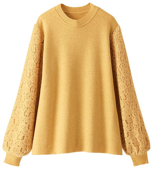 BELLUNA（ベルーナ）の「袖起毛レースニットプルオーバー（ニット・セーター）」｜詳細画像