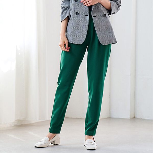 RANAN（ラナン）の「あったか！裏起毛美脚シルエットタックパンツ（フルレングスパンツ）」｜モスグリーン