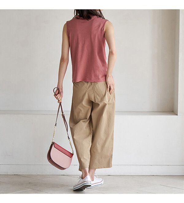 BELLUNA（ベルーナ）の「涼やか強撚綿１００％脇汗対策ハイネックタンクトップ（タンクトップ・キャミソール）」｜詳細画像