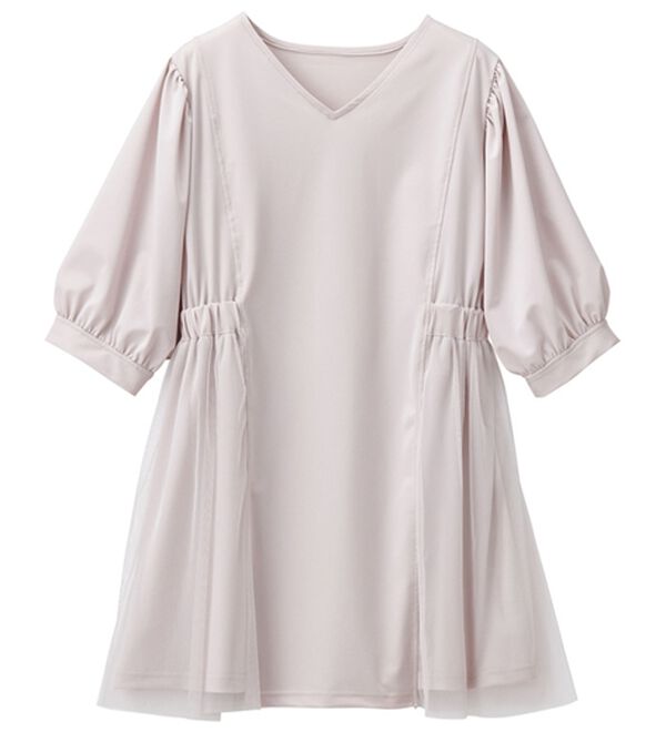 RANAN（ラナン）の「ひんやり！カットソー＆チュール切替チュニック（チュニック）」｜詳細画像