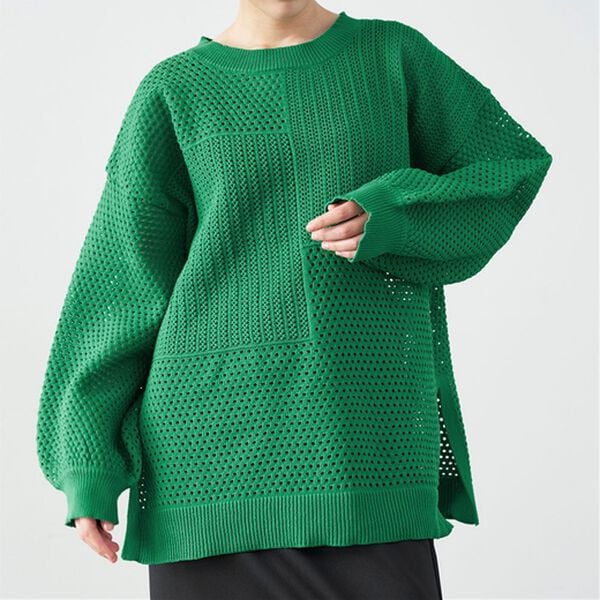 RANAN（ラナン）の「メッシュ素材透かし編みニット（ニット・セーター）」｜詳細画像