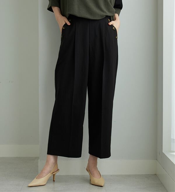 BELLUNA（ベルーナ）の「【ヨコストレッチ・紫外線カット・選べる2丈】サラもちライト快適ワイドパンツ（ワイドパンツ・ガウチョ）」｜詳細画像