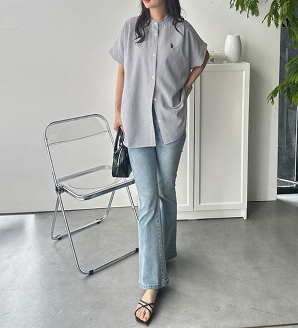 GeeRA（ジーラ）の「【ＵＳ．ＰＯＬＯ．ＡＳＳＮ】ポコポコ素材フレンチスリーブシャツ（シャツ）」｜詳細画像