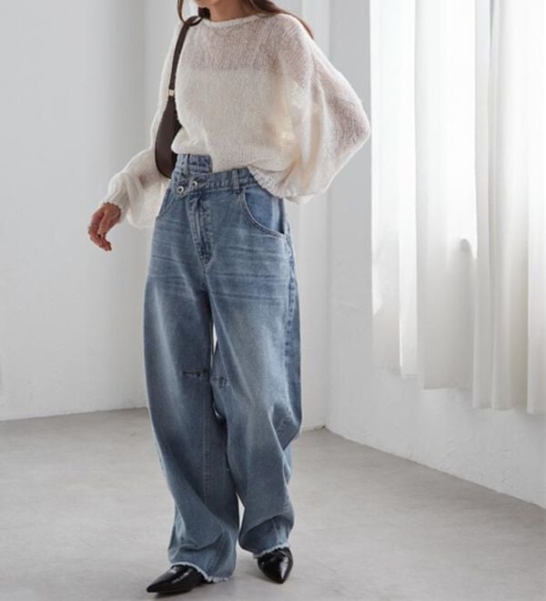 RANAN（ラナン）の「クロスウエストカーブデニム（フルレングスパンツ）」｜詳細画像