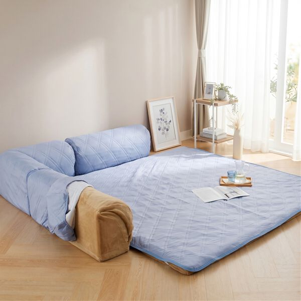 iellio（イエリオ）の「ゆったり・まったりクッション一体型ラグ　専用カバー（接触冷感タイプ）（ソファーカバー）」｜詳細画像