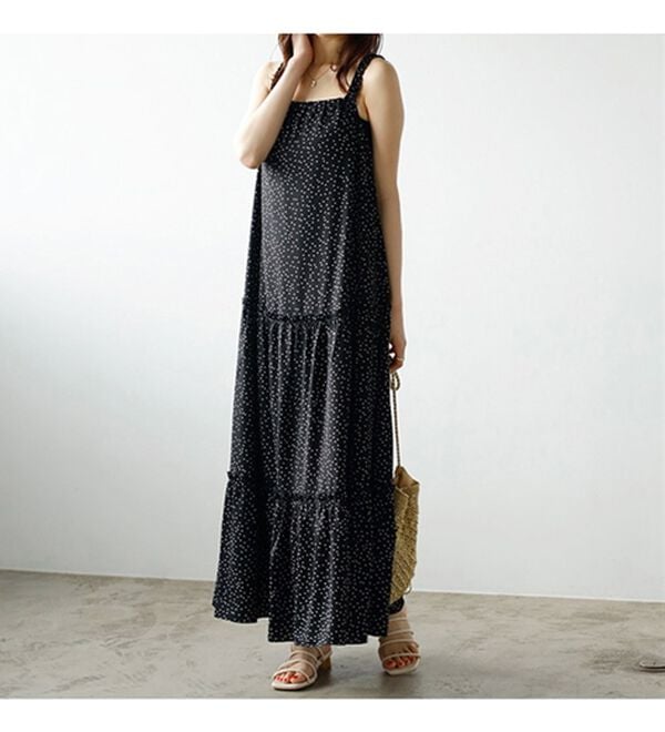GeeRA（ジーラ）の「ドット柄ティアードマキシワンピース（その他ワンピース）」｜詳細画像