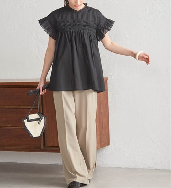 RANAN（ラナン）の「ピンタックフリルボイルブラウス（ブラウス）」｜詳細画像