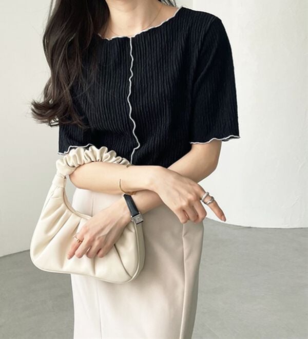 GeeRA（ジーラ）の「前後２ＷＡＹ配色メロー５分袖カットソー（カットソー）」｜詳細画像