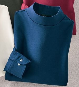 「大人のハイネックシャツ（メンズカットソー）」｜ネイビー