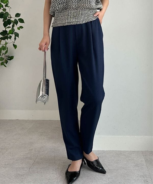 RANAN（ラナン）の「【ひんやり・ＵＶ】機能付麻調美脚タックテーパードパンツ（フルレングスパンツ）」｜詳細画像