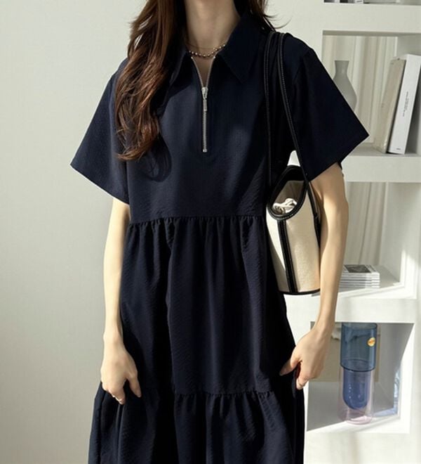 GeeRA（ジーラ）の「サッカーティアードハーフジップワンピース（その他ワンピース）」｜詳細画像