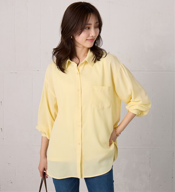 BELLUNA（ベルーナ）の「イージーケア！とろみ素材ビッグシャツ（シャツ）」｜詳細画像