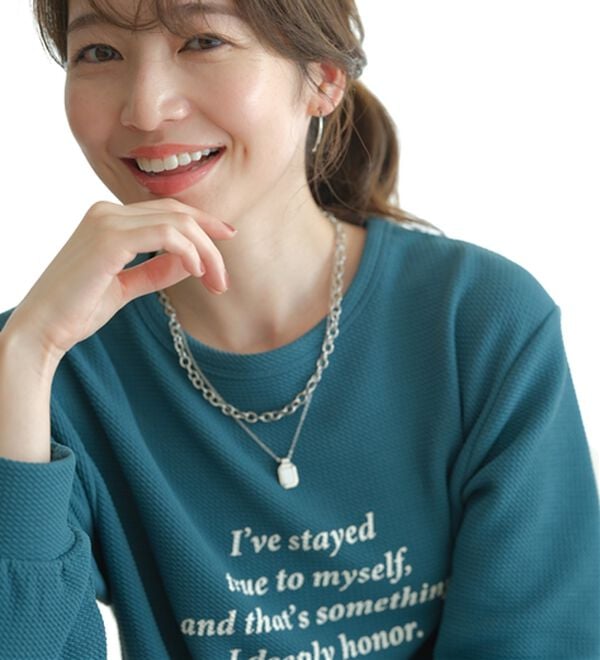 BELLUNA（ベルーナ）の「【快適Ｌａｂ．】裏起毛ジャカード素材ロゴワンピース（カットソーワンピース）」｜詳細画像