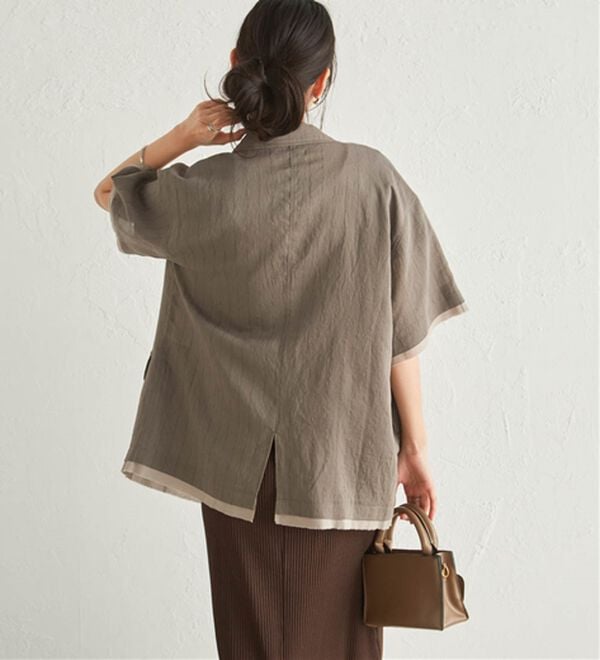 RANAN（ラナン）の「ハーフスリーブシアーシャツジャケット（テーラードジャケット）」｜詳細画像