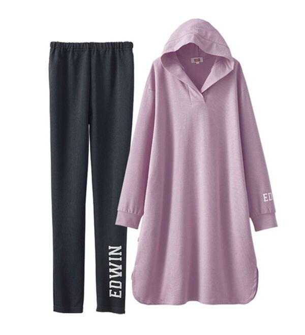 BELLUNA（ベルーナ）の「＜ＥＤＷＩＮ＞ミニ裏毛フードチュニックセットアップ（セットアップ）」｜詳細画像