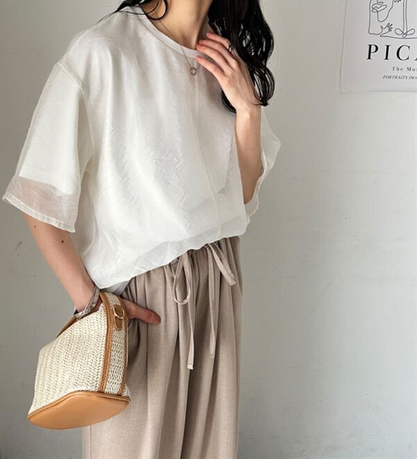 GeeRA（ジーラ）の「オーガンジーレイヤードＴシャツ（カットソー）」｜詳細画像