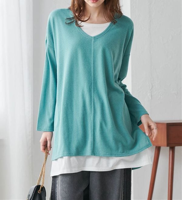 RANAN（ラナン）の「レイヤード風ニットソーチュニック（チュニック）」｜詳細画像