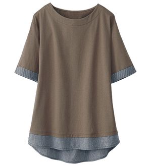 BELLUNA（ベルーナ）の「抗菌防臭汗じみ対策重ね着風プルオーバー（カットソー）」｜モカ