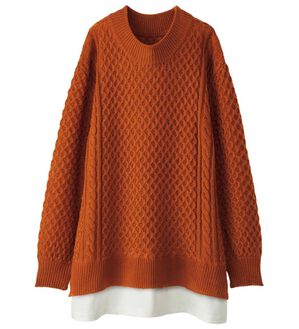 BELLUNA（ベルーナ）の「１枚でコーデが完成！重ね着風プルオーバー（ニット・セーター）」｜オレンジ系