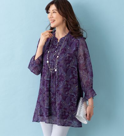 ルフラン（ルフラン）の「シルク１００％衿フリルチュニック（チュニック）」