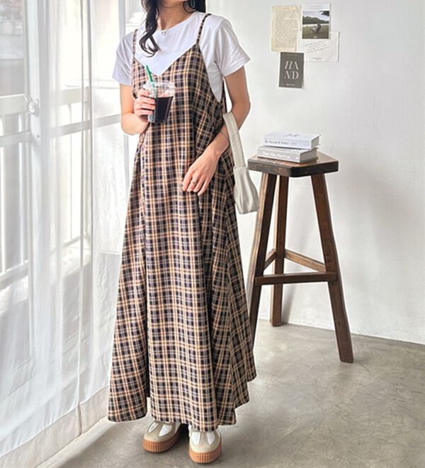 GeeRA（ジーラ）の「チェックフレアーキャミワンピース（その他ワンピース）」｜詳細画像
