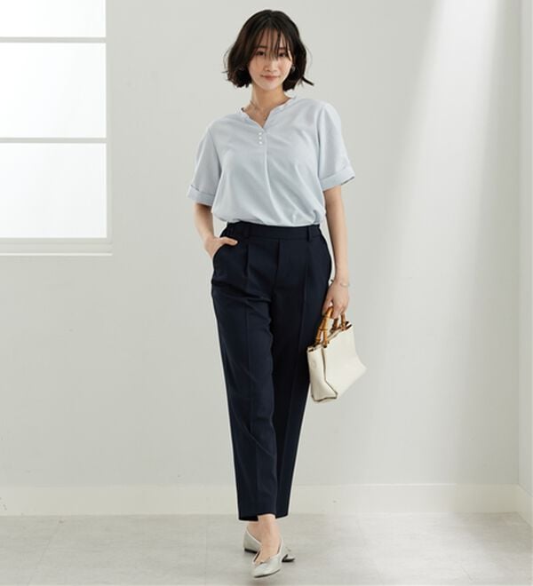 BELLUNA（ベルーナ）の「【選べる2丈】メランジストレッチ素材テーパードパンツ（テーパードパンツ）」｜詳細画像