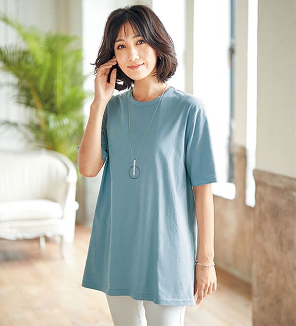 BELLUNA（ベルーナ）の「【５枚組】汗ジミ対策強撚綿１００％Ｔシャツ（Tシャツ）」｜詳細画像