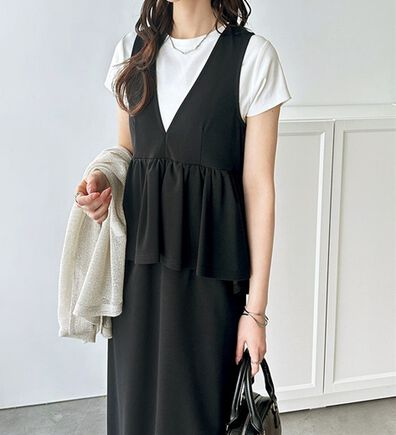 GeeRA（ジーラ）の「楽ちん！ペプラムジャンパースカート（ジャンパースカート）」