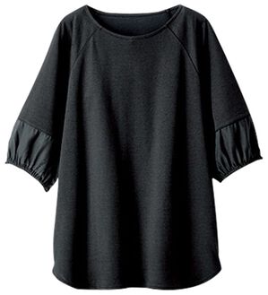 BELLUNA（ベルーナ）の「袖シアー切替デザインプルオーバー（カットソー）」｜黒