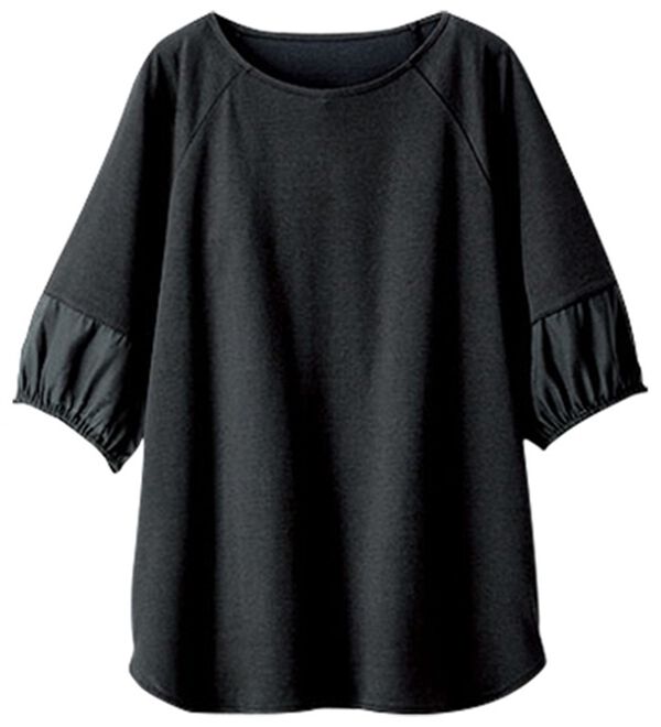 BELLUNA（ベルーナ）の「袖シアー切替デザインプルオーバー（カットソー）」｜黒