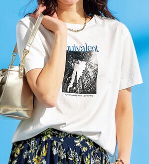 BELLUNA（ベルーナ）の「ヒンヤリ！綿１００％大人フォトプリントＴシャツ（Tシャツ）」｜オフ白